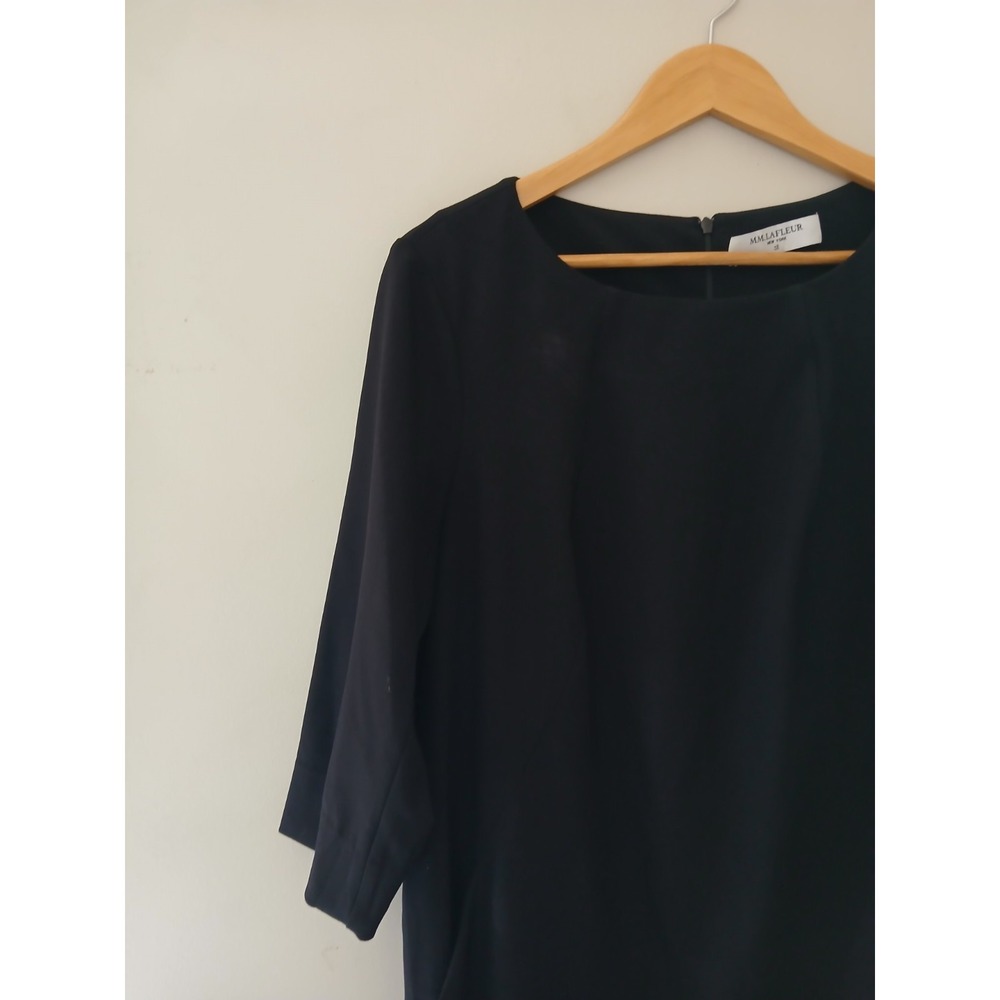 MM. LaFleur The Lena Sheath Dress Size 2 LBD Work Event 3/4 Sleeve Pockets Ponte - Picture 3 of 9